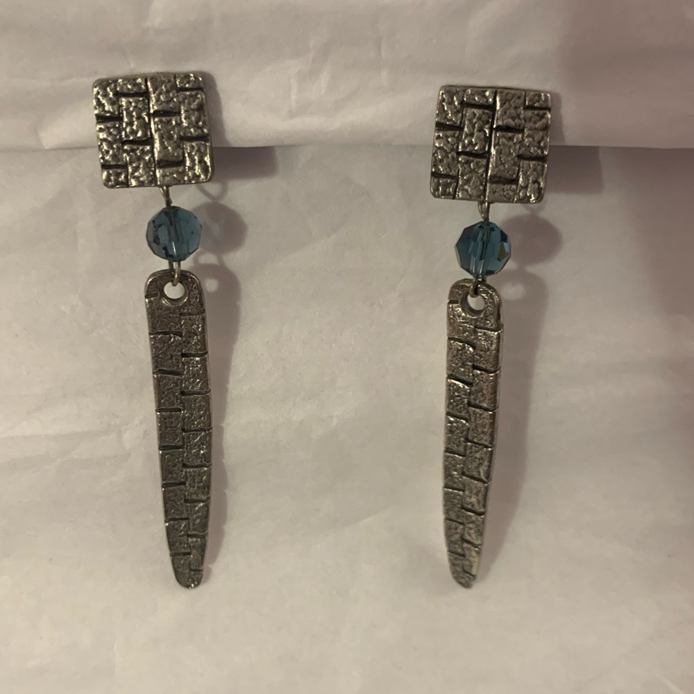 Silver Toned Abstract Dangle Earrings